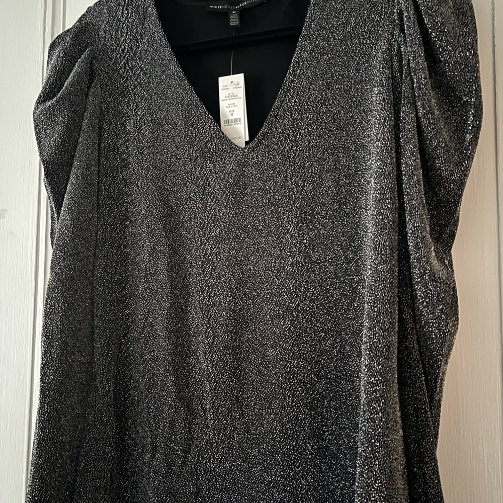 White House Black Market Black and Silver Top